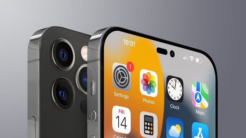 An image of an iPhone 14 Pro render based on notch rumors.